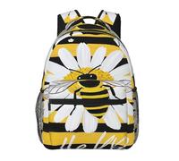 peiyeety Sac à dos pour ordinateur portable 15 pouces, motif Hello Daisy Bee, rayures noires et jaunes, léger, idéal pour les voyages, idéal pour les hommes et les femmes.