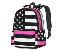 peiyeety Sac à dos pour ordinateur portable 15 pouces, sac de voyage léger pour hommes et femmes, drapeau américain, sensibilisation au cancer du sein, cadeaux