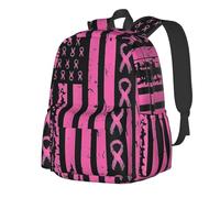 peiyeety Sac à dos pour ordinateur portable 15 pouces, sac de voyage léger pour hommes et femmes, drapeau américain, sensibilisation au cancer du sein, cadeaux