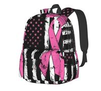 peiyeety Sac à dos pour ordinateur portable 15 pouces, sac de voyage léger pour hommes et femmes, drapeau américain, sensibilisation au cancer du sein, cadeaux