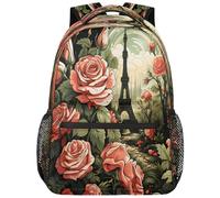 peiyeety Sac à dos pour ordinateur portable Paris Flowers, sac à dos d'extérieur multifonctionnel, rangement, utilisé pour les voyages de travail