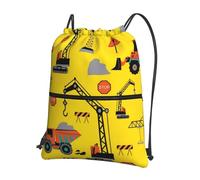 peiyeety Sac à dos unisexe avec cordon de serrage, motif grue de chantier, bulldozer, camion de chantier, pour la randonnée, le yoga, les voyages, la natation, la plage, 38,1 x 45,7 cm