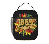 peiyeety Sac à lunch isotherme portable de grande capacité, motif tournesol de Juneteenth 1865, Mois de l'histoire des Noirs, avec poche filet extérieure zippée