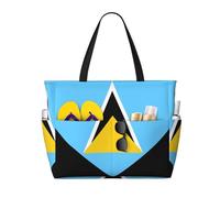 peiyeety Sac cabas de plage Love Saint Lucia pour femme, grand format, avec fermeture éclair et poche imperméable, léger et pliable, idéal pour les ges, les courses, la natation et le sport.