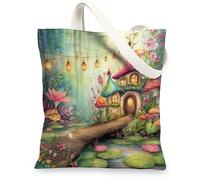 peiyeety Sac fourre-tout magique en toile, sacs de courses réutilisables enchantés, sacs légers verts à bandoulière