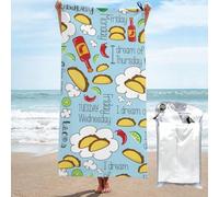 peiyeety Serviette de Plage en Microfibre Extra Large « I Dream of Tacos Mexican Fiesta Days » (70 x 140 cm) - Séchage Rapide, légère et compacte, idéale pour Les Voyages et la Piscine.