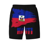peiyeety Short de Bain Homme Drapeau d'Haïti 2 en 1, séchage Rapide, Respirant, Coupe ajustée, Maillot de Bain.