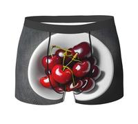 peiyeety Slip Doux Ultra Confortable pour Homme à imprimé Cerise fraîche, sans étiquette, Extensible, caleçon Boxer.