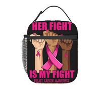 peiyeety Son combat est mon combat Mois de sensibilisation au cancer du sein Sac à lunch portable Fermeture à glissière réutilisable Boîte à lunch étanche pour le travail Pique-nique au bureau