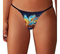 peiyeety String Cheval doré avec Ailes pour Femme, Culotte Taille Basse, Dos en T, sous-vêtement Hipster