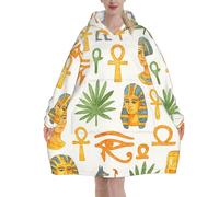 peiyeety Sweat à capuche oversize pour adulte, manches longues, en flanelle, motif icônes mythologiques égyptiennes, doux et moelleux, idéal pour se détendre.