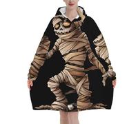 peiyeety Sweat à capuche surdimensionné à motif momie égyptienne effrayante pour femmes et hommes, doux et chaud.