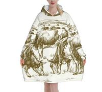 peiyeety Sweats à capuche surdimensionnés pour adultes, motif vaches, motif cow-boys, pour femmes et hommes, doux et chauds