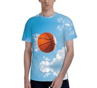 peiyeety T-Shirt Homme - Col Rond, Doux et décontracté, Manches Courtes, Noir, imprimé Basketball in The Air