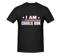 peiyeety T-Shirt « Je suis Charlie Kirk » pour Homme, Motif héros, Manches Courtes, Taille L