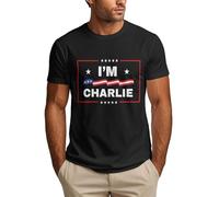 peiyeety T-Shirt « Je suis Charlie » pour Homme, Motif commémoratif « Stand with Charlie Kirk » - Taille M
