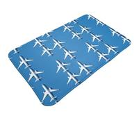 peiyeety Tapis de Bain Blanc à Motif d'avion Lumineux, 76 x 51 cm, Absorbant, antidérapant et Lavable en Machine.