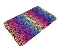 peiyeety Tapis de Bain imprimé léopard Arc-en-Ciel Lumineux 76 x 51 cm, Absorbant, antidérapant et Lavable en Machine.