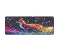 peiyeety Tapis de Souris Gaming Fox in The Universe 32 x 12 Pouces, Grand Format, pour Ordinateur Portable, Base antidérapante en Caoutchouc avec Bords Cousus, idéal pour la Maison et Le Bureau.