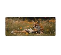 peiyeety Tapis de Souris Gaming Fox Reading Magazine 32 x 12 Pouces, Grand Format, pour Ordinateur Portable, Base antidérapante en Caoutchouc avec Bords Cousus, idéal pour la Maison et Le Bureau.