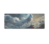 peiyeety Tapis de Souris Gaming Nine-Tailed Fox 32L×12l Pouces, Grand Format, pour Ordinateur Portable, Base antidérapante en Caoutchouc avec Bords Cousus, idéal pour la Maison et Le Bureau.