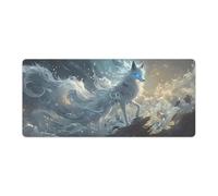 peiyeety Tapis de Souris Gaming Nine-Tailed Fox 36L×16l Pouces, Grand Format, pour Ordinateur Portable, Base antidérapante en Caoutchouc avec Bords Cousus, idéal pour la Maison et Le Bureau.