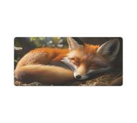 peiyeety Tapis de Souris Gaming Sleeping Fox 36 x 16 Pouces, Grand Format, pour Ordinateur Portable, avec Base antidérapante en Caoutchouc et Bords Cousus, idéal pour la Maison et Le Bureau.