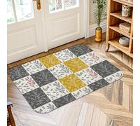 peiyeety Tapis d'entrée carré Rustique à Motif de Feuilles d'automne, Jaune, Doux et Moelleux, en Mousse à Poils Courts, résistant aux Taches, idéal pour la buanderie, la Salle de Bain ou l'entrée.