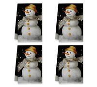 peiyeety Torchons de Cuisine Bonhomme de Neige, Écharpe et Bonnet festifs d'hiver, Serviettes réutilisables Blanches d'hiver, Nouveaux Essentiels pour la Maison, 40 x 66 cm (Lot de 2)