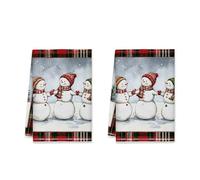 peiyeety Torchons de Cuisine Bonhomme de Neige, écharpe et Bonnet festifs d'hiver, torchons Rouges réutilisables pour la Vaisselle, Nouveaux Essentiels pour la Maison, 40 x 66 cm (Lot de 1)