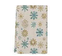 peiyeety Torchons de Cuisine de Noël à Motifs Flocons de Neige, Verts et Jaunes, absorbants, Beige Neige, pour Le Nettoyage et Le séchage de la Cuisine (Lot de 1).