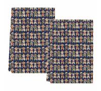 peiyeety Torchons de Cuisine de Noël avec Chiens Portant Un Bonnet de Père Noël, absorbants, Bleus, pour Le Nettoyage et Le séchage de la Cuisine (Lot de 2).