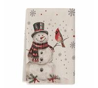 peiyeety Torchons de Cuisine de Noël, Motif Bonhomme de Neige et Cardinal, absorbants, Flocons de Neige, Beige Framboise, pour Le Nettoyage et Le séchage de la Cuisine (Lot de 1).