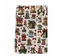 peiyeety Torchons de Cuisine de Noël, Motif Branches de pin et clochettes, absorbants, Boules de Noël, nœud, Beige, Lot de 1