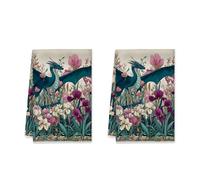 peiyeety Torchons de Cuisine Dragon, Lot de 1, FancifulFlowers Irises Turquoise, torchons Doux, Nouveaux Essentiels pour la Maison, 40 x 66 cm (1 pièce)