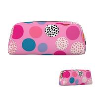 peiyeety Trousse à Crayons en Cuir Grande capacité, Trousse à Crayons esthétique avec Fermeture éclair, Portable, Motif Pois Roses Fous, pour Femmes et Hommes