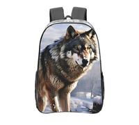 peiyeety Un loup debout dans une zone enneigée Sac à dos transparent Sac à dos en PVC résistant pour sac de voyage de travail de concert