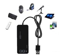 PEIYUI Adaptateur audio USB stéréo externe avec casque et microphone 3,5 mm et 3 prises USB pour Windows, Mac, Linux, PC, ordinateurs portables, ordinateurs de bureau, PS4 USB externe (6 en 1, noir)