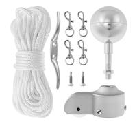 PEIZHIYC Kit d'accessoires pour mât de drapeau, résistant aux intempéries, kit de réparation avec poulie, pointe sphérique, corde en nylon de 15 m, boulons de fixation, vis, mousqueton et taquet