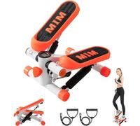 Pejevir Steppers pour l'exercice, Mini Stepper Capacité Poids 150KG avec Bandes de Résistance et écran LED, Up-Down Stepper pour l'Entraînement Jambes et Bras (Orange)