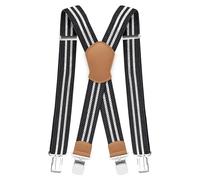 Pejoye Bretelles Homme 4cm Larges Vintage Fort Durables Entièrement Réglables avec 4 Métal Clips X forme pour Homme et Femme (Noir Blanc Orange)