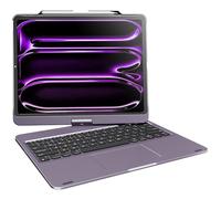 pekarejue Étui avec clavier sans fil pour iPad Air 13" (M3-M2) et iPad Pro 13" M4 2024, iPad Pro 12,9" (6e à 3e génération) : porte-crayon rotatif, pavé tactile multipoint, rétroéclairé RVB, violet