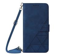 PekaTech Coque avec Cordon pour Xiaomi Redmi Redmi Note 9, PU Cuir Silicone Cover avec Fente pour Carte Tour de Cou Lanière, Slim Necklace Case Anti-Choc Bumper Etui Housse & Collier, Bleu