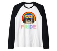 Pekingese Dog Glasses LGBT Rainbow Gay Lesbian LGBTQ Pride Manche Raglan
