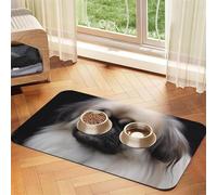 Pekingese Tapis de nourriture pour chien - Tapis d'alimentation absorbant pour gamelles d'eau et de nourriture - Tapis de placement antidérapant pour sols - Imperméable - Séchage rapide - Pour chiens