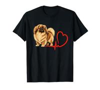 Pékinois Heartbeat Maman Papa Propriétaire de Chiot Adorable Patte de Chiot T-Shirt Graphique avec Valeur