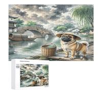 Pékinois Puzzle 1000 Pièces Vision 3D Artistique Pet Mignon Animals Jeu D'Intelligence Éducatif pour Adultes Et Enfants Cadeau Unique Famille Relaxation 1000 PCS