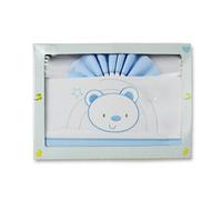 Pekitas Parure de lit en flanelle 3 pièces pour berceau de 60 x 120 cm 100 % coton Fabriquée au Portugal Bleu/blanc