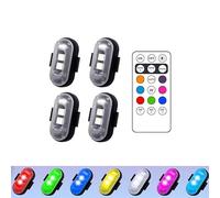 PEKJDS 4pcs télécommande Flash, 7 couleurs sans fil télécommande anticollision Flash, voiture LED environnement lumière, voiture rechargeable Flash, LED drone flash