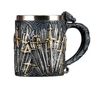 PEKJDS Game of Throne Norsemen Rustic Mug Gothique Pirate Mug Rétro Vintage Bar FestivalCup,3D Tasse en acier inoxydable Tasse à boire pour boisson, café, bière (C)